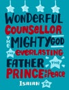 Hand lettering with Bible verse Wonderful Counsellor, The Mighty God, Everlasting Father