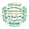 Hand lettering Blessed are they which are persecuted.