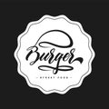 Hand lettering burger food logo design concept