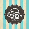 Hand lettering burger food logo design