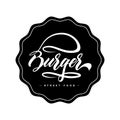 Hand lettering burger food logo design concept