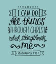 Hand lettering can All things through Christ.