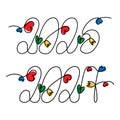 2026 2027 hand lettering concept continuous line with decorative hearts, flowers and colorful spots