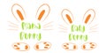 Hand lettering Easter quote for mother and baby. Vector calligraphy illustration with bunny ears, whiskers and paws on