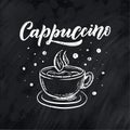 Hand lettering ellement in sketch style for coffee shop or cafe. Hand drawn vintage cartoon design, isolated on background