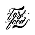 Hand lettering fast food isolated logo printed on eco bag