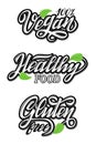 Hand Lettering food design Calligraphic and typographic collection. Natural, organic, fresh food. Black and white Royalty Free Stock Photo