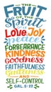 Hand lettering The Fruit of spirit is love, joy, peace. Royalty Free Stock Photo