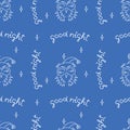 Hand lettering Good night, sweet sleeping owl. Vector seamless backgroundcover Royalty Free Stock Photo