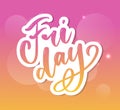 Hand lettering happy friday inscription isolated on white background. Vector illustration. Can be used for card design Royalty Free Stock Photo