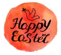 Hand lettering with inscription Happy Easter with dove