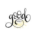 Hand lettering inspirational poster Good Vibes with rays. Vector fun quote illustration. Calligraphy on white background