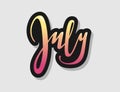 Hand lettering july sign new year month logo ombre lettering decorative typography gradient calligraphy