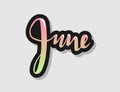 Hand lettering june sign new year month logo ombre lettering decorative typography gradient calligraphy