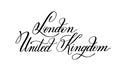 Hand lettering the name of the European capital - London United