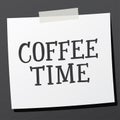 Hand lettering phrase coffee time on sticky note