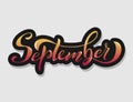 Hand lettering september sign new year month logo ombre lettering decorative typography gradient calligraphy