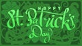 hand lettering st patricks day with green abstract cletic knot root vector illustration Royalty Free Stock Photo