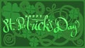 hand lettering st patricks day with green abstract cletic knot root vector illustration Royalty Free Stock Photo