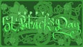 hand lettering st patricks day with green abstract cletic knot root vector illustration Royalty Free Stock Photo