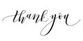 Hand Lettering `Thank you` Brush Pen lettering isolated on background