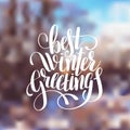 Hand lettering written best winter greetings holiday quote Royalty Free Stock Photo