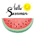 Hand lettering with zendoodle fresh watermelon and cute sun