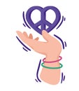 hand lifting heart peace