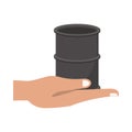 Hand lifting oil barrel tank isolated icon