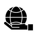 Hand lifting sphere browser silhouette style icon