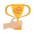 Hand lifting trophy cup award best dad Royalty Free Stock Photo