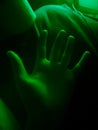 Hand, light effect, green, club, human, artistic, dark