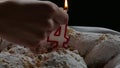 Fourteenth Birthday cake with candles