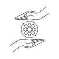 hand like thin line easy process optimization icon