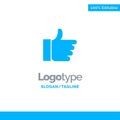 Hand, Like, Vote, Love Blue Solid Logo Template. Place for Tagline