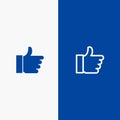 Hand, Like, Vote, Love Line and Glyph Solid icon Blue banner Line and Glyph Solid icon Blue banner