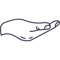 Hand line icon vector help or charity gesture