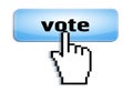 Hand link selection computer mouse cursor pressing glossy button with vote text isolated on white background