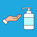 Hand and liquid soap. Hand sanitizer color icon.