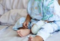 the hand of Little child patient admitted to the hospital with s Royalty Free Stock Photo