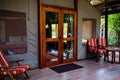 Hand Locking Metalic Lock On A Wooden Door In Kenya East Africa