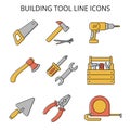 hand locksmith tools. set of vector sketch in flat style