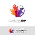 Hand logo design charity, social icon template, colorful Royalty Free Stock Photo