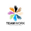 Hand Logo, Teamwork Vector, Team Company Design, Body health, Hand Care, Recycling Royalty Free Stock Photo