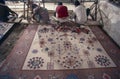 Hand loom Carpet weavers of Jaipur India Royalty Free Stock Photo