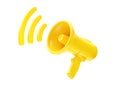 Hand loudspeaker 3d icon - people hire speaker, news microphone render and communication advertise with voice