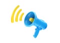 Hand loudspeaker 3d icon - people hire speaker, news microphone render and communication advertise with voice