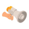 Hand loudspeaker icon, isometric style