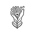 Hand love Icon hand draw black colour world humanitarian day logo symbol perfect