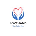 Hand and love logo designs